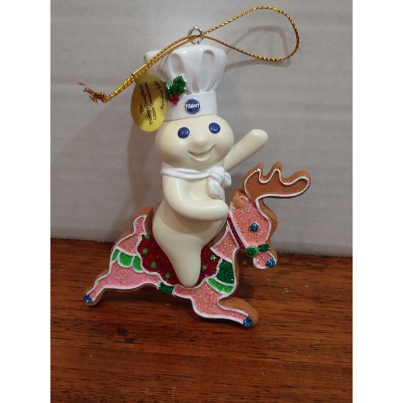 Holiday Danbury Mint Pillsbury Doughboy Christmas Glitter Ornament